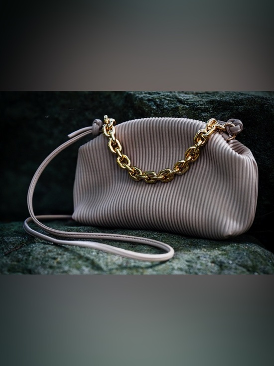 Urban Expressions Handbags - Urban Expressions Pleated Vegan Leather Crossbody Bag - Taupe/Oatmeal